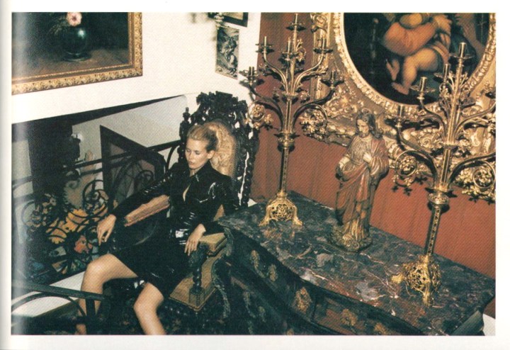 Claudia Schiffer photographed by Juergen Teller in Givenchy by Alexander McQueen, fall 1999