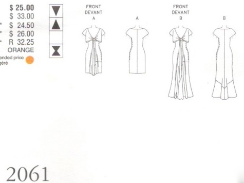 Technical drawing for Vogue 2061