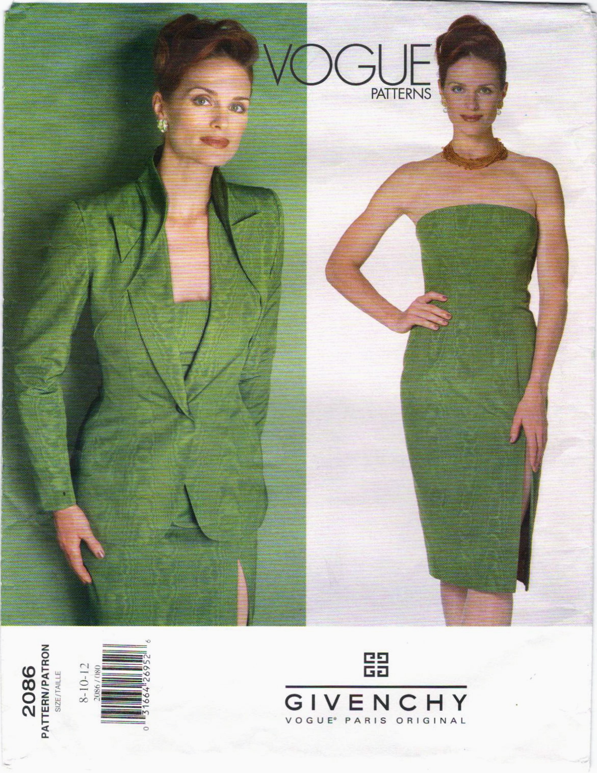 Vogue 2086 (1998) Strapless sheath and jacket with pierced front.