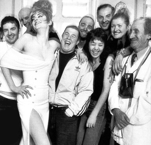 Givenchy studio team, with Honor Fraser, Alexander McQueen, and Katy England, January 1997