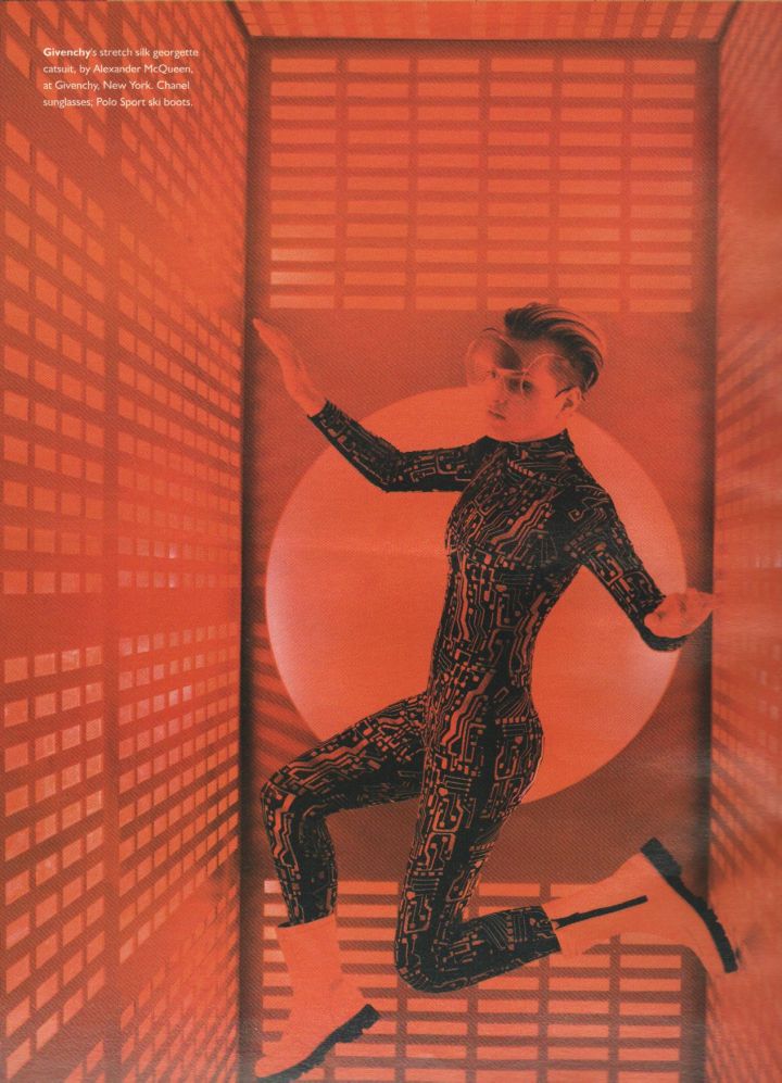 Guinevere Van Seenus photographed by Michael Thompson in Givenchy by Alexander McQueen, winter 2000