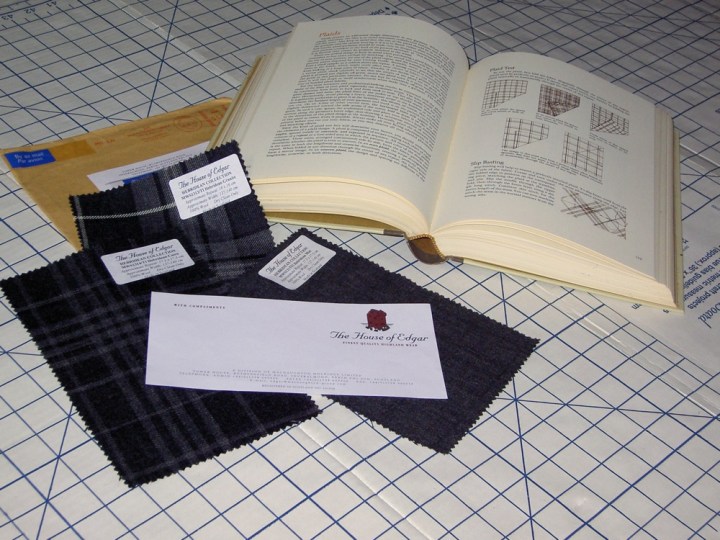 House of Edgar tartan swatches and the Vogue Sewing Book (1970)