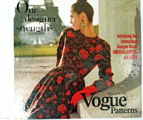 Christian Lacoix pattern on the cover of the Vogue Patterns catalogue, December 1988