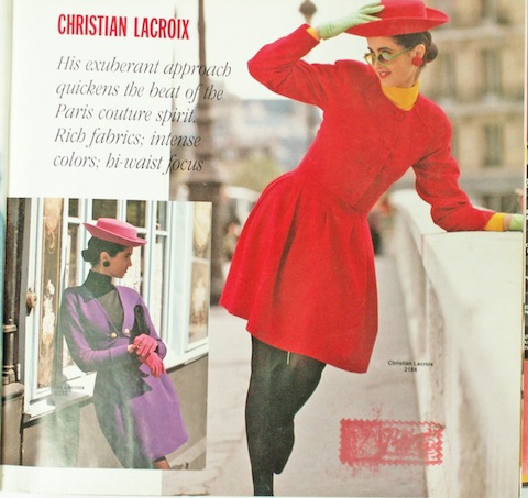 Christian Lacroix patterns in the Vogue Patterns catalogue for December 1988 