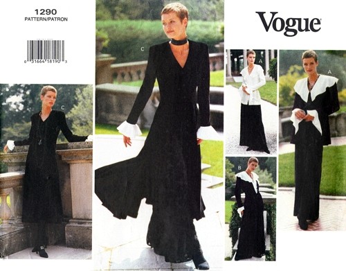 Vogue 1290 1990s gothic jacket dress top pants Vogue pattern