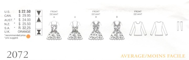 Technical drawing for Vogue 2072