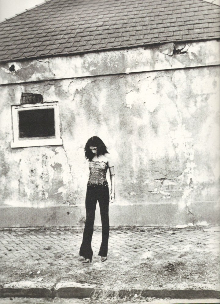 Danielle Z Ellen von Unwerth French Quarter Jill Stuart sequined sheer camisole Karl Lagerfeld black viscose pants Krizia lace gloves Prada leather pumps