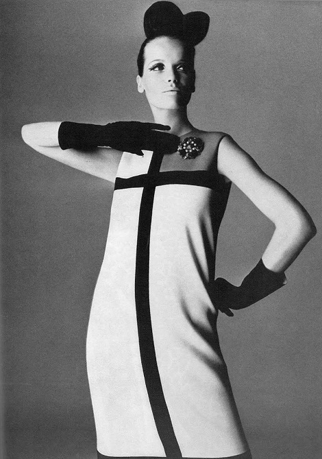 Veruschka photographed by Irving Penn in a Mondrian dress for British Vogue, September 1965