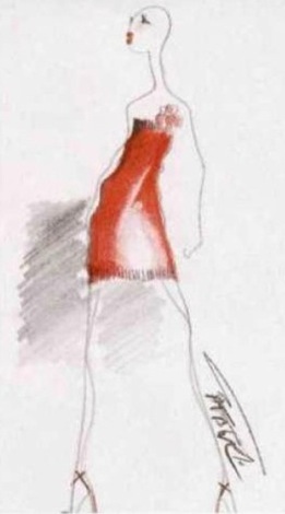 Alber Elbaz sketch for Guy Laroche L'Officiel 813