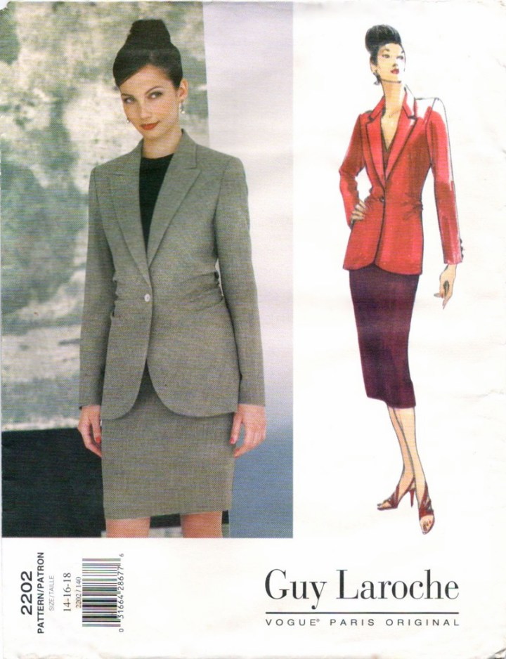 1990s Alber Elbaz for Guy Laroche bias skirt suit pattern - Vogue 2202