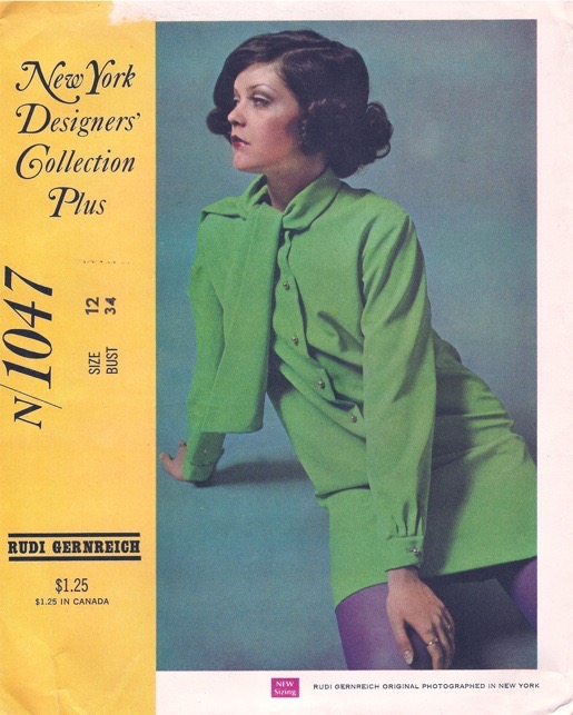 Green 1960s Rudi Gernreich mini dress pattern - McCall's 1047