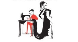 Ruben Toledo illustration of Isabel Toledo sewing