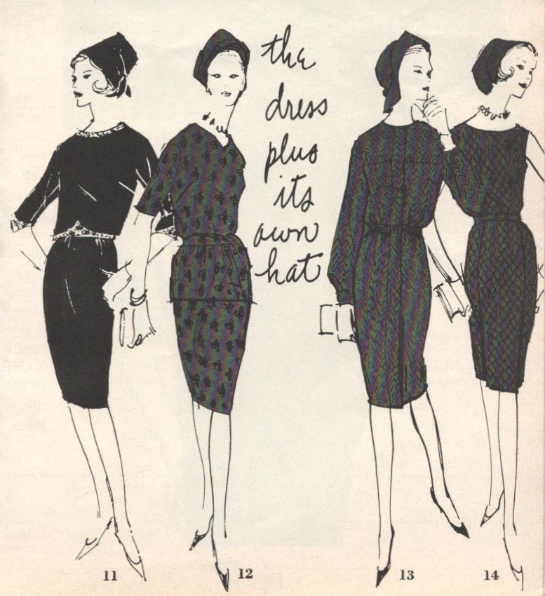 Vogue Pattern Book illustration August/September 1961 hats