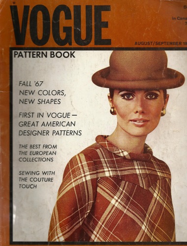 Maud Adams on the cover of Vogue Pattern Book, Aug/Sept 1967
