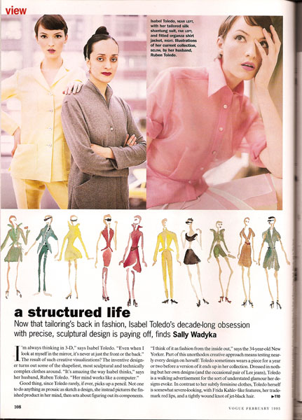 Isabel Toledo in Vogue, February 1995