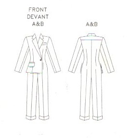 Technical drawing for Vogue 1887 jumpsuit