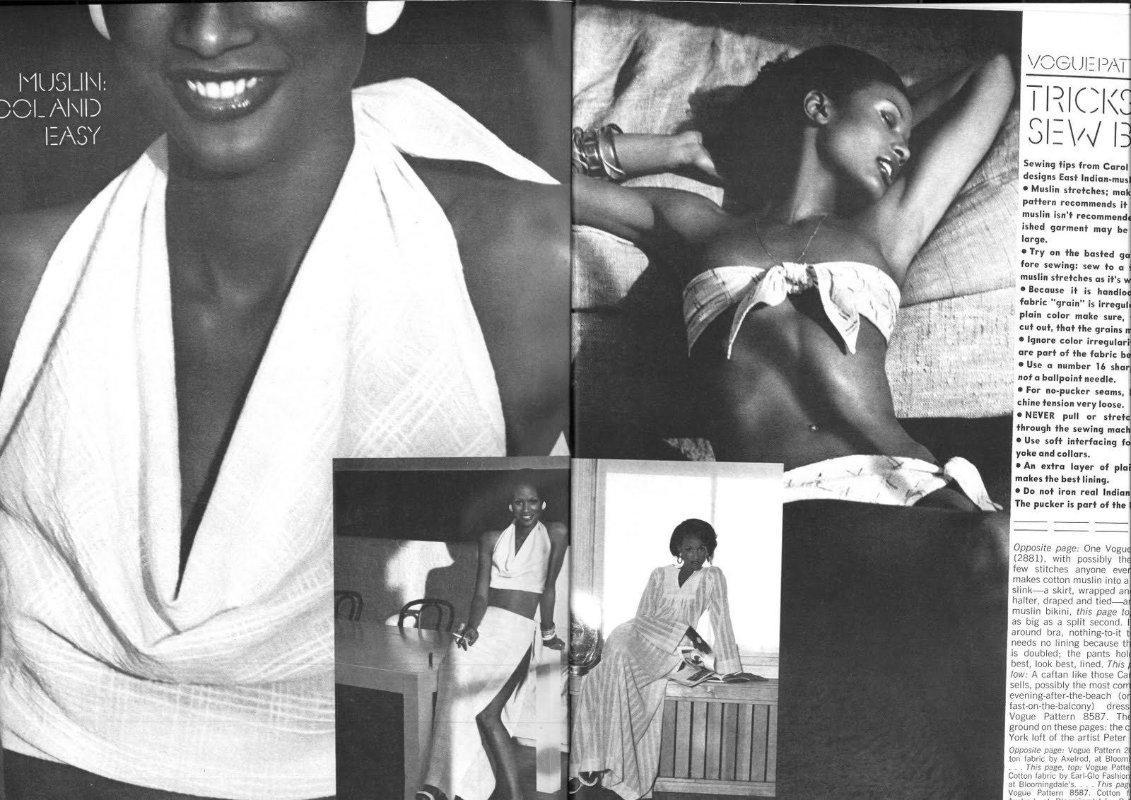 Beverly Johnson in Vogue, May 1973. Photos: Kourken Pakchanian.