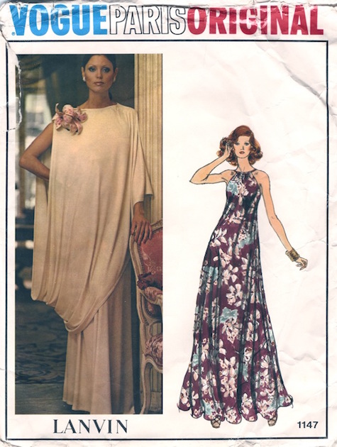 1970s Lanvin evening dress and toga pattern - Vogue 1147