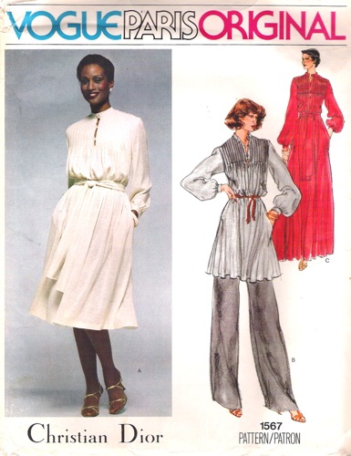1970s Dior pattern featuring Beverly Johnson, Vogue 1567