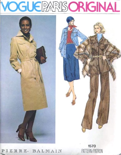 1970s Balmain pattern featuring Beverly Johnson, Vogue 1570