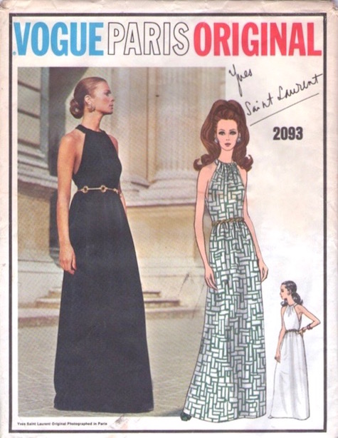 1960s Yves Saint Laurent evening dress pattern - Vogue 2093