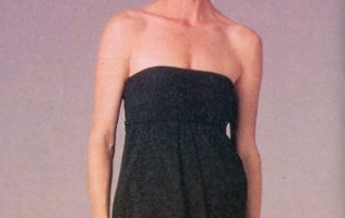 Detail of Vogue 1689 strapless, black maternity dress by Lauren Sara