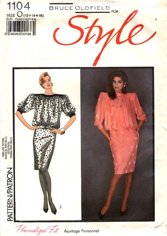 1980s Bruce Oldfield dress pattern feat. Cindy Crawford - Style 1104