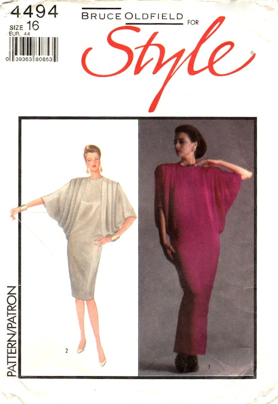 1980s Bruce Oldfield caftan-style dress pattern - Style 4494