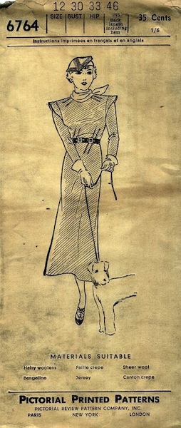 1930s Schiaparelli dress pattern - Pictorial Review 6764