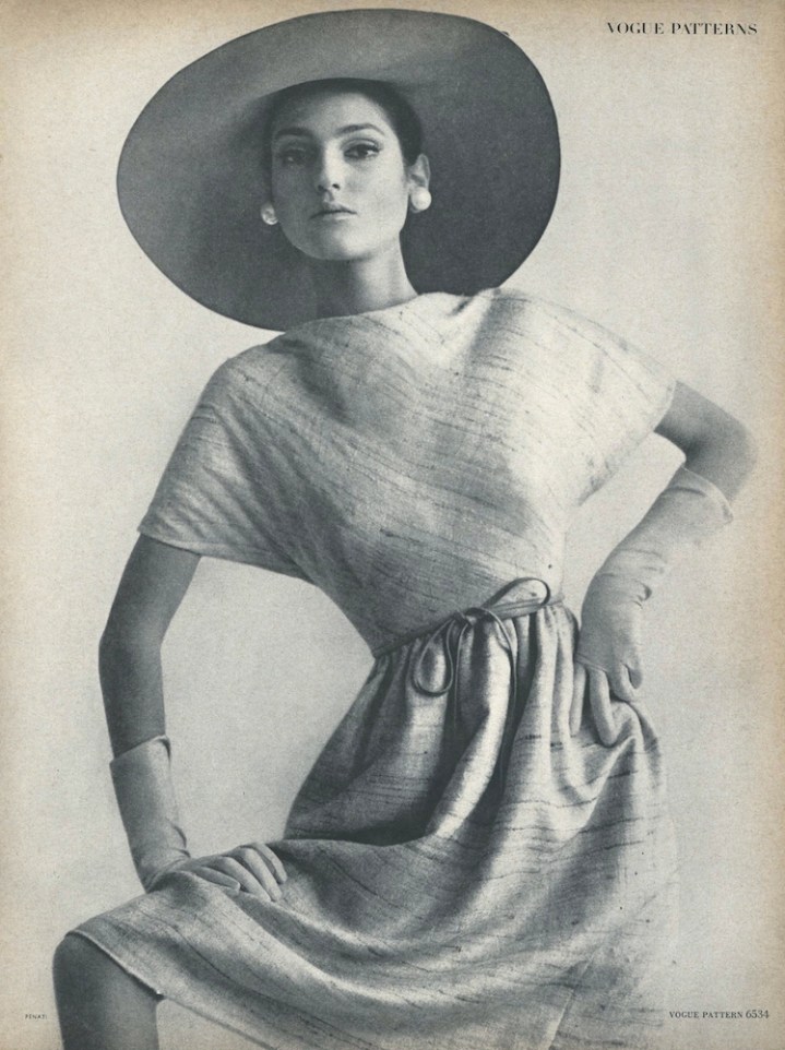 Benedetta Barzini wearing Vogue 6534 dress in Vogue, March 1965 photographed by Gianni Penati