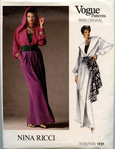 1980s Nina Ricci evening pattern featuring Linda Evangelista - Vogue 1721
