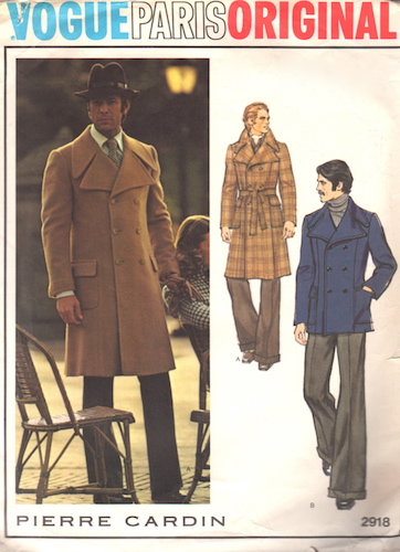 1970s Pierre Cardin men's coat pattern - Vogue 2918