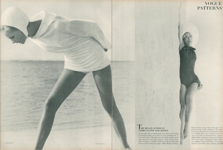 Vogue 6211 coverup and bathing suit photographed by Helmut Newton - Vogue 1 May 1964 