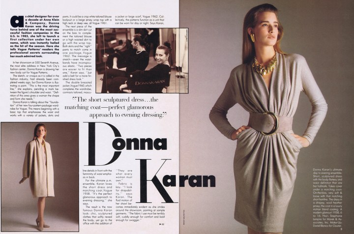 Donna Karan Vogue Patterns SeptOct 1987
