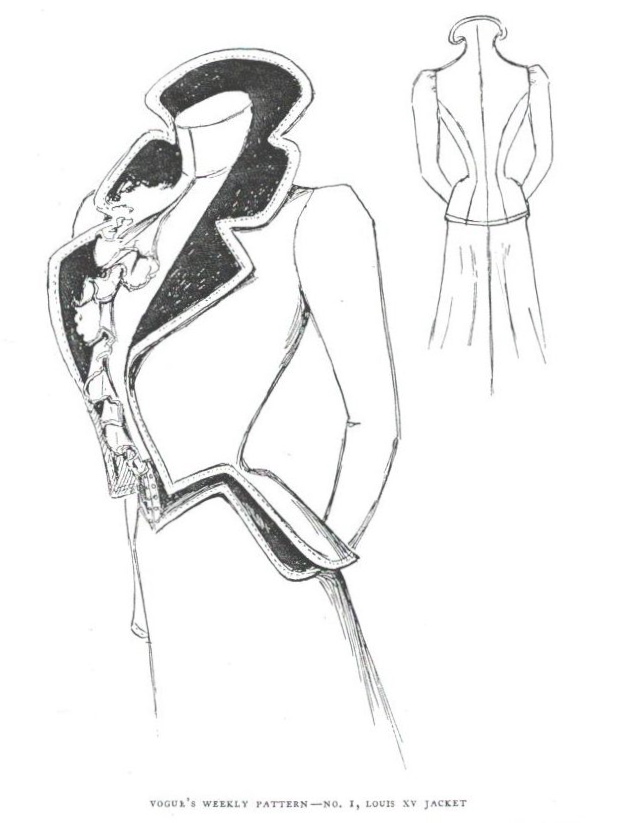 The first Vogue pattern: Louis XV Jacket, Vogue 1 (1899)