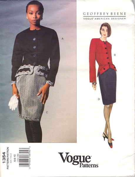 1990s Geoffrey Beene top and skirt pattern - Vogue 1354