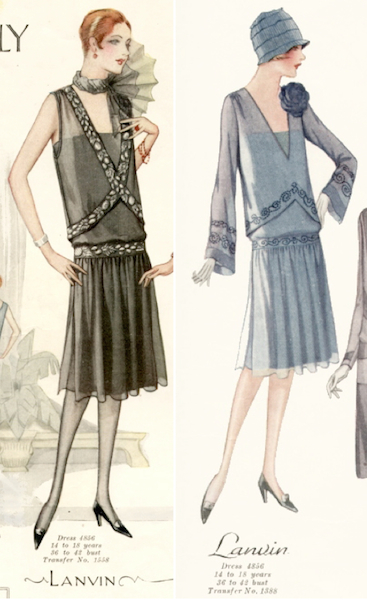 Illustrations of a 1920s Lanvin dress pattern - McCall 4856