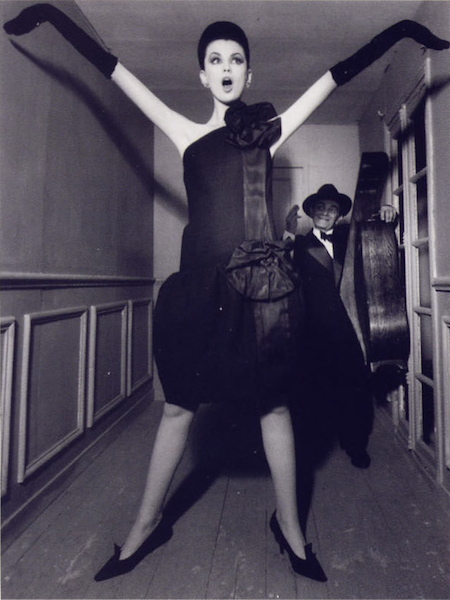 Dorothea McGowan in Dior, with Little Bara, photographed for Vogue by WIlliam Klein