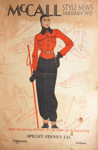 1930s skiwear illustration - McCall Style News January 1933