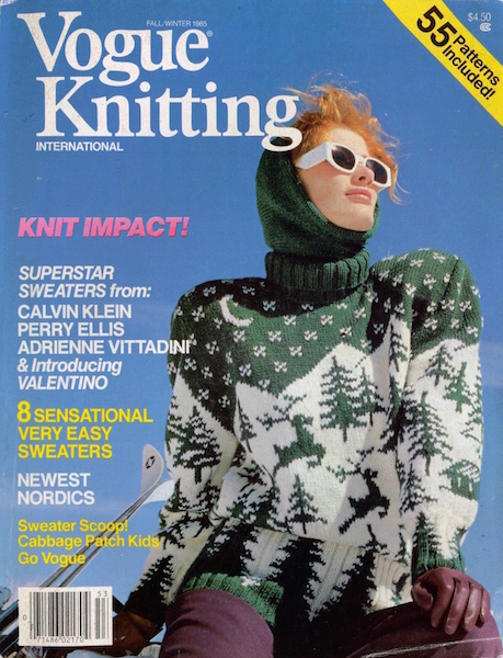 1980s Nordic ski sweater on the cover of Vogue Knitting magazine