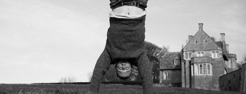 Lee doing cartwheels across the lawn, Hilles House, 1994