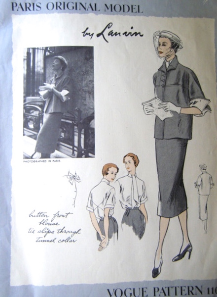 1950s Lanvin suit and blouse pattern - Vogue 1104