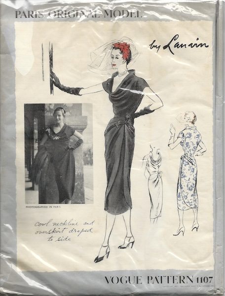 1950s Lanvin dress pattern - Vogue 1107