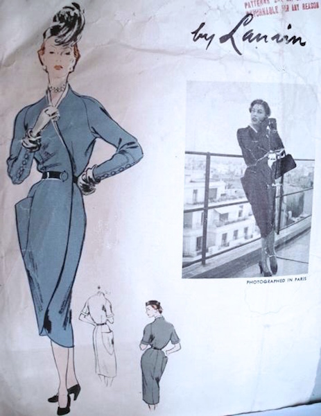 1950s Lanvin dress pattern - Vogue 1122
