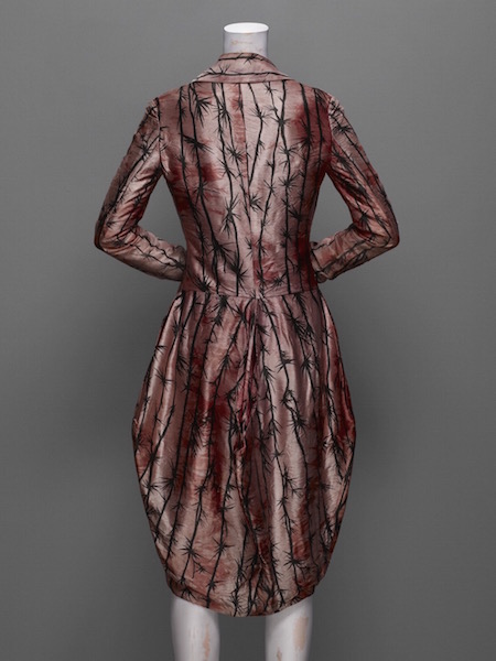 Coat in pink silk satin printed in thorn pattern, Alexander McQueen FW 1992