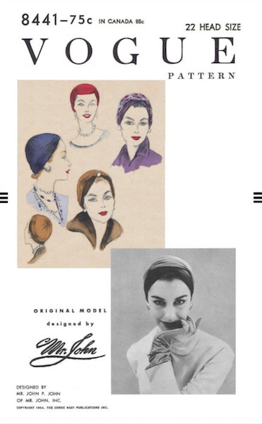 1950s Mr. John hat pattern - Vogue 8441