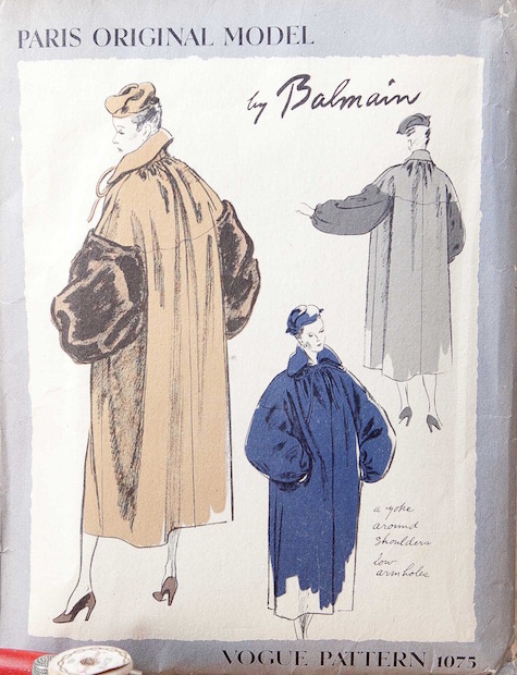 1940s Balmain coat pattern - Vogue 1075