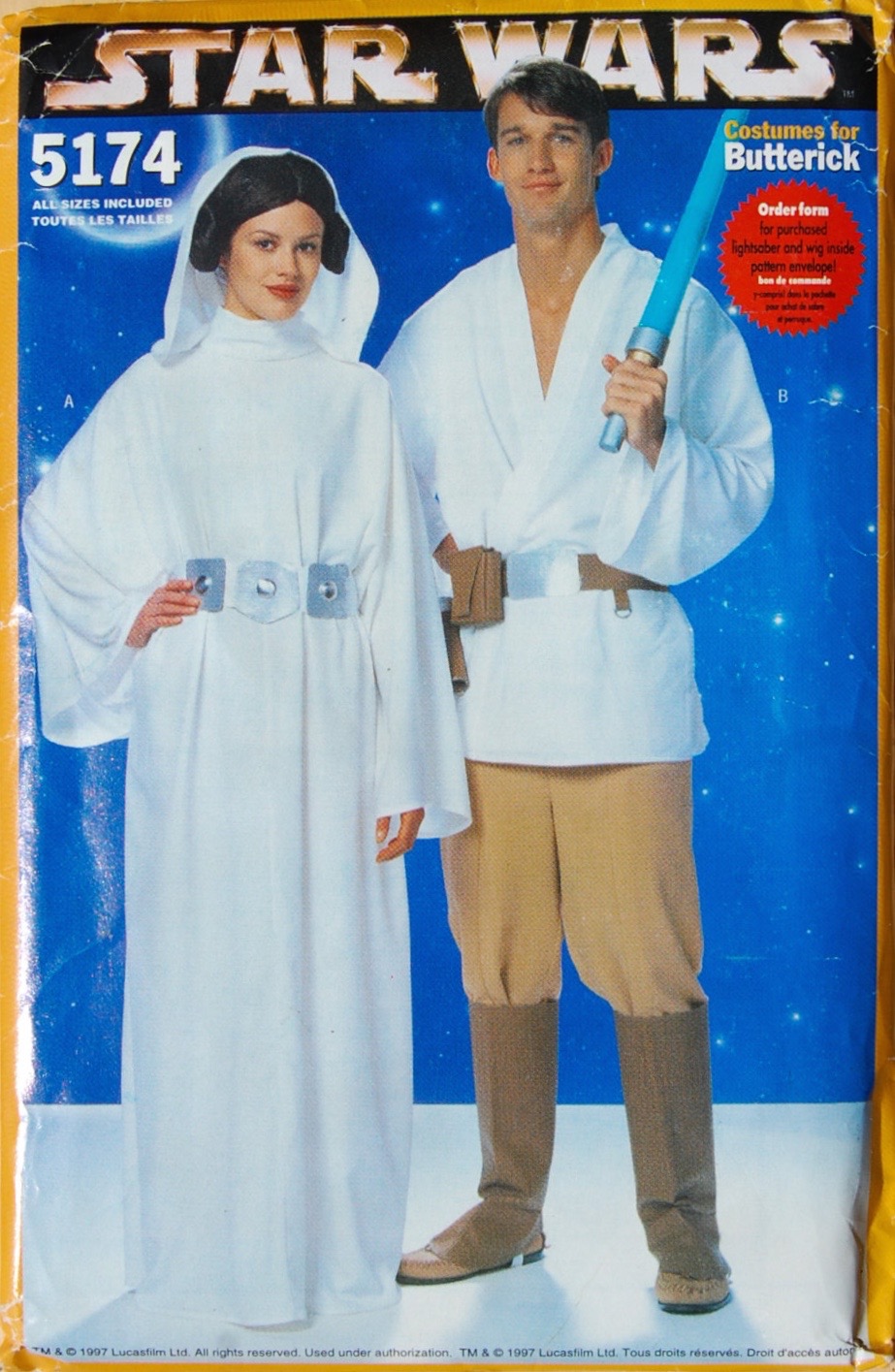 1990s Princess Leia and Luke Skywalker pattern - Butterick 5174