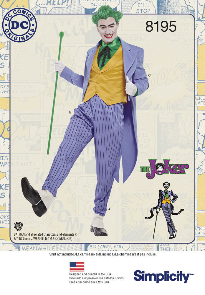 Official DC Comics The Joker costume pattern - Simplicity 8195