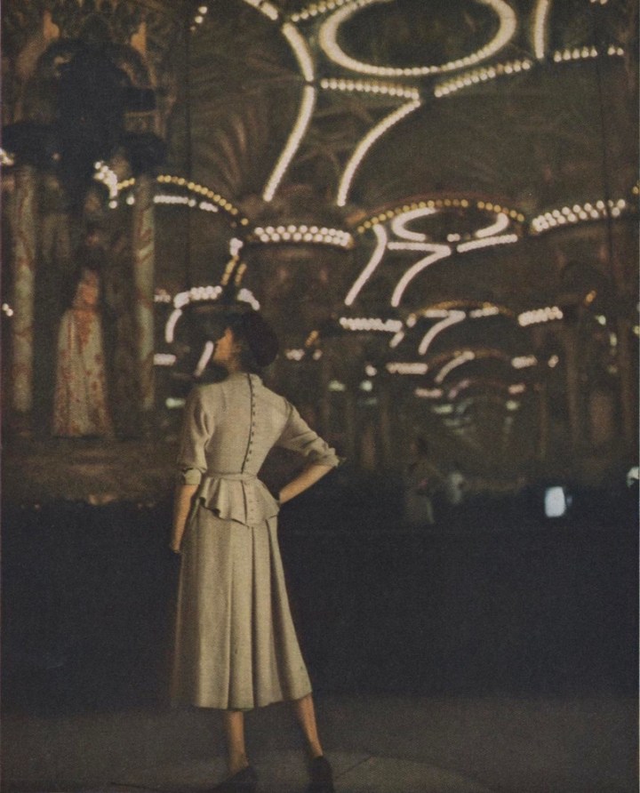 1940s Jacques Heim dress pattern Vogue 1056 photographed in Paris by Clifford Coffin.